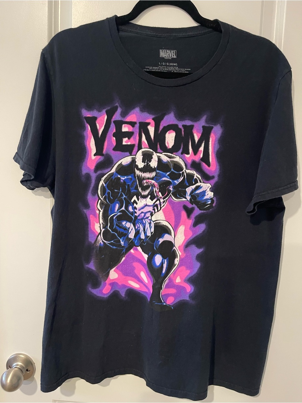 Marvel Venom Short Sleeve Tee in Black with Pink & Purple Accents